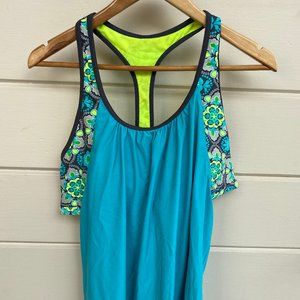 BRAND NEW Turquoise and Yellow Tankini Plus Size 2X